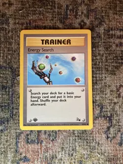 1st edition Energy Search 59/62 Fossil Set Rare Vintage Pokemon Card - Image 1