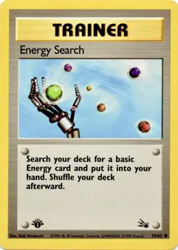 Energy Search 59/62 Fossil Regular 1st Edition - Pokemon Card VLP - Image 1