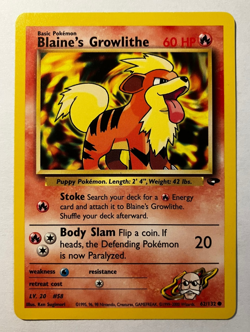 Blaine's Growlithe 62/132 Gym Challenge Pokemon Card NM Vintage - Image 1