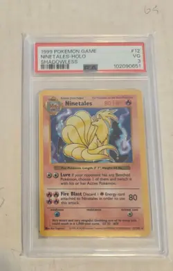 Pokemon vintage Base set Shadowless Ninetales Holo card, graded 3 - Image 1