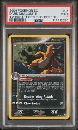 2004 POKEMON EX TEAM ROCKET RETURNS #15 DARK DRAGONITE-REVERSE FOIL PSA 9 - Image 1