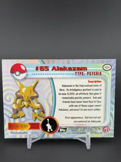 1999 Pokemon Topps Foil Alakazam #65 TV Animation Edition *Crease* - Image 2
