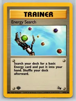 Vintage 1999 Pokemon 1st Edition Fossil Energy Search #59/62 English Excel Cond - Image 1