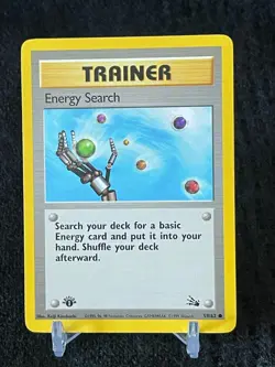 Pokemon 1st Edition Fossil Energy Search Trainer 59/62 - Image 1