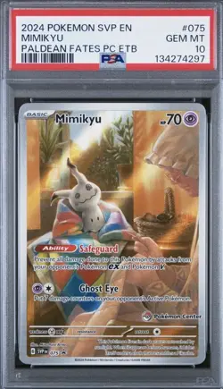 2024 POKEMON PALDEAN FATES POKEMON CENTER ETB PROMO SVP #075 MIMIKYU PSA 10 - Image 1