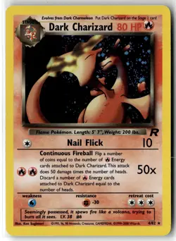 Dark Charizard ⭐ 4/82 Holo Rare Team Rocket 2000 Pokemon NM/LP - Image 1