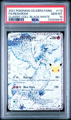 2021 POKEMON CELEBRATIONS CLASSIC COLL #113 FULL ART/RESHIRAM PSA 10 - Image 1