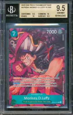 BGS 9.5 2023 One Piece MONKEY D LUFFY Alternate Art OP02-041 Paramount War EN - Image 1