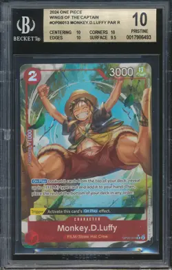 BGS 10 2024 One Piece MONKEY D LUFFY Alternate Art OP06-013 Wings of Captain EN - Image 1
