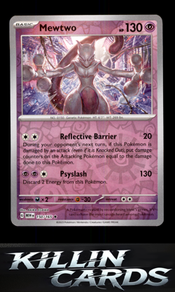 Reverse Holofoil Mewtwo 150/165 Rare SV: Scarlet & Violet 151 Pokemon Card NM - Image 1