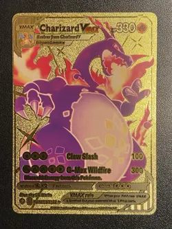 Pokemon Gold Foil Fan Art Charizard VMAX Gigantamax SV107/SV122 Display Card NM - Image 1
