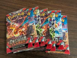 Pokemon Scarlet and Violet Obsidian Flames X7 Pack Lot 7 Packs Foil - Image 1