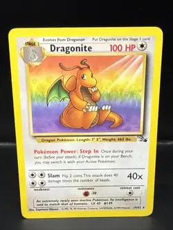 Pokemon TCG Dragonite Fossil Card 19/62 Unlimited Rare - Image 1