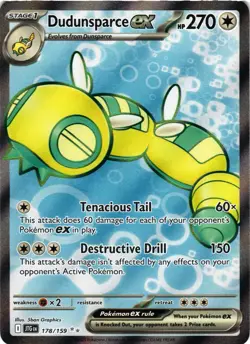 Pokemon TCG Dudunsparce ex 178/159 Sv09: Journey Together Holo NM - Image 1