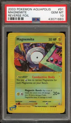 Pokemon Magnemite Aquapolis Reverse Holo #91 PSA 10 Gem Mint - Image 1