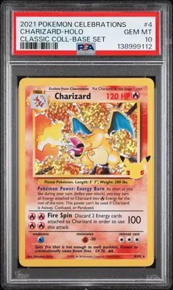 Pokemon Card PSA 10 Charizard 4/102 Celebrations Base Set Classic Holo 2021 #2 - Image 1