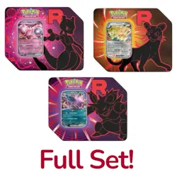 Pokemon Sealed Destined Rivals Team Rocket Tin Set of 3 Mewtwo Persian Nidoking - Image 1