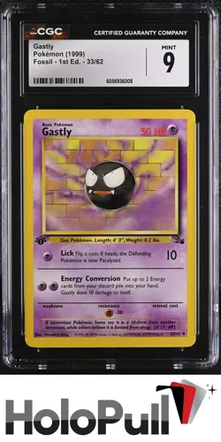 Pokemon TCG 1999 Fossil - 1st Ed. Gastly #33/62 - Image 1