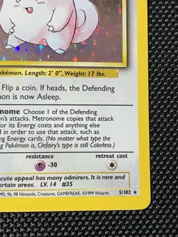 Pokemon TCG Clefairy 005/102 Base Set Holo - Image 4