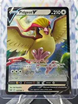 Pokemon TCG Pidgeot V Lost Origin 137/196 Holo Ultra Rare NM - Image 1