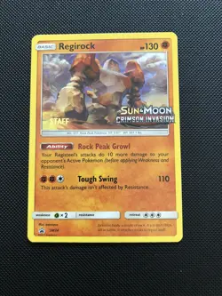 Pokemon Pre-release Black Star Promo Staff Regirock SM74 FAST SHIP NM - Image 2