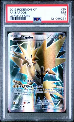 2016 POKEMON XY GENERATIONS #29 FULL ART/ZAPDOS PSA 7 - Image 1