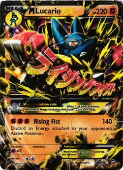 Pokemon TCG Mega-Lucario-EX Holo Rare Card Furious Fists 55/111 HEAVY DMG - Image 1