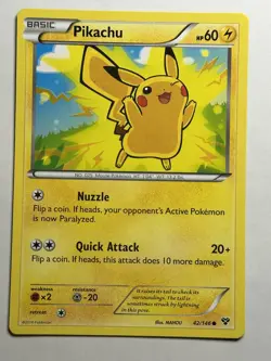 Pikachu XY Base Set 42/146 MP-LP Pokemon Card - Image 1