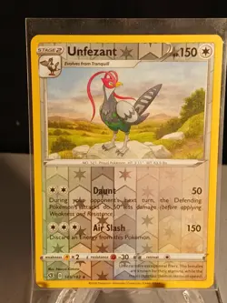 Pokemon Trading Card Rebel Clash Reverse Holo Unfezant 145/192 - Image 1
