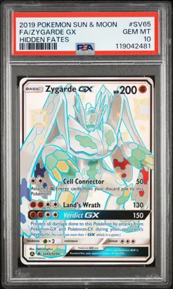 Zygarde Gx FA Hidden Fates PSA 10 #SV65 2019 Pokemon Sun & Moon Hidden Fates - Image 1