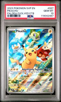 Pikachu Paldea Evolved ETB PSA 10 #027 2023 SVP Black Star Promo Pokemon - Image 1