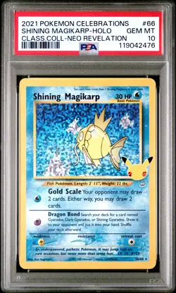 Shining Magikarp Holo PSA 10 #66 2021 Pokemon Celebrations Classic Collection - Image 1