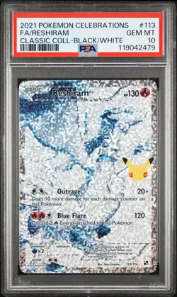Reshiram PSA 10 #113 2021 Pokemon Celebrations Classic Collection - Image 1