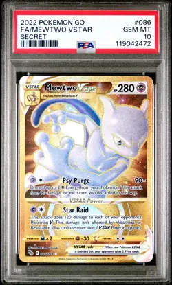 Mewtwo Vstar Secret Rare PSA 10 #086 2022 Pokemon Go - Image 1