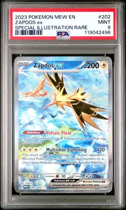 Zapdos Ex SIR PSA 9 #202 2023 Pokemon Mew En-151 - Image 1