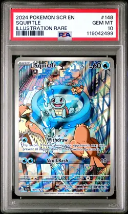 Squirtle Illustration Rare PSA 10 #148 2024 Pokemon Scr En-Stellar Crown Pokemon - Image 1