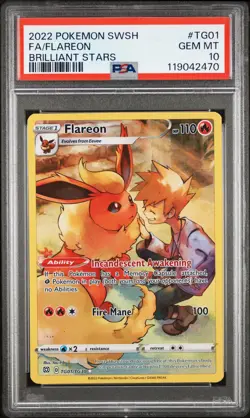 Flareon FA PSA 10 #TG01 2022 Pokemon Sword & Shield Brilliant Stars - Image 1