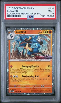 2025 POKEMON SVI EN-SCARLET & VIOLET #114 LUCARIO PSA 9 MINT - Image 1