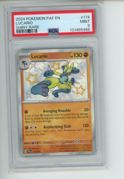 2024 Pokemon Paldean Fates Lucario 174/091 Shiny Rare PSA 9 MINT (468) - Image 1