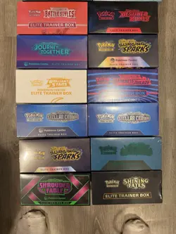 Pokemon Elite Trainer Box Lot 16 Mix PC+Std PC Surging Sparks Journey Together+ - Image 1