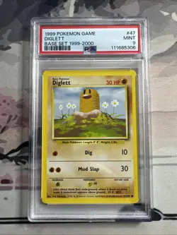 1999-2000 Pokemon Base Set Uk Edition 4th Print Diglett 47/102 PSA 9 - Image 1