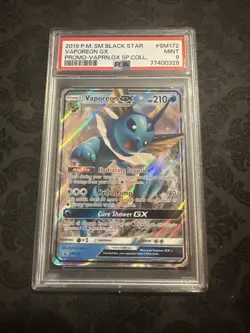 Pokemon TCG Vaporeon GX #SM172 Sun & Moon Promos Black Star Promo PSA 9 - Image 1