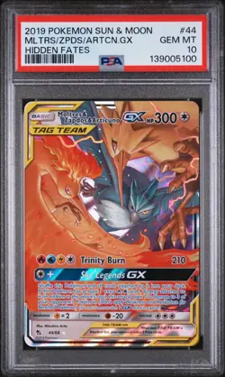 PSA 10 Moltres & Zapdos & Articuno GX Tag Team 44/68 Hidden Fates Pokemon TCG - Image 1