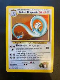 NM Erika's Dragonair 4/132 Gym Heroes Holo Rare Pokemon Card TCG WOTC UK - Image 1