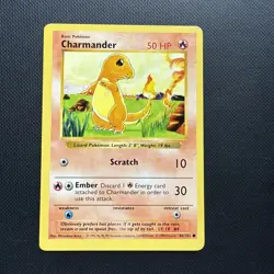 POKEMON NEAR MINT 1999 CHARMANDER SHADOWLESS BASE SET ORIGINAL CARD 46/102 NM - Image 1