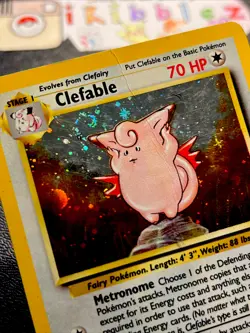 Clefable 5/130 DMG Holo Rare Awesome Foil Swirl WoTC Base Set 2 Pokemon Card! - Image 1