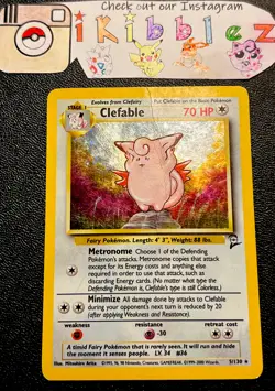 Clefable 5/130 DMG Holo Rare Awesome Foil Swirl WoTC Base Set 2 Pokemon Card! - Image 2