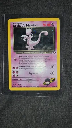 Pokemon Team Rocket Mewtwo Holo Card alignment dot error - Image 1