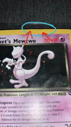 Pokemon Team Rocket Mewtwo Holo Card alignment dot error - Image 3