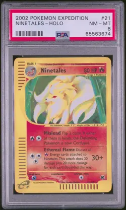 Pokemon Card Ninetales 21/165 Holo Expedition WOTC PSA 8 - Image 1